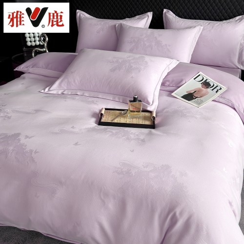 雅鹿金丝银线新款高奢宋锦缎大提花四件套双人床上用品HT