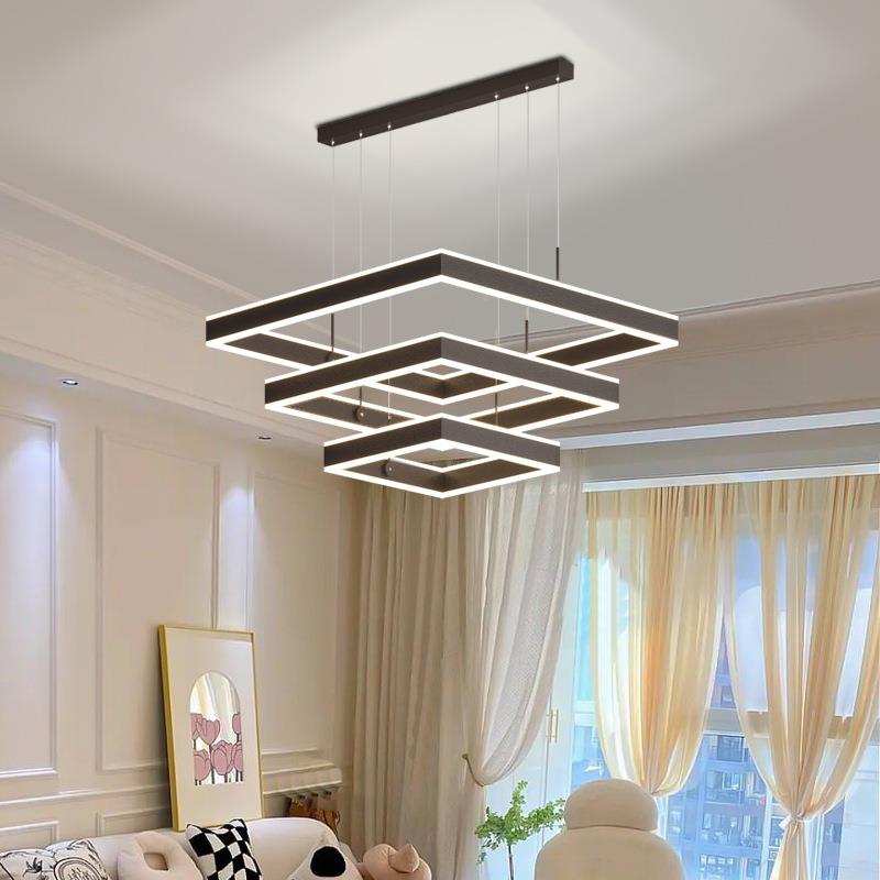 现736代简约吊灯大气客方形餐厅灯极网简新款红吧台大厅厅灯玻璃