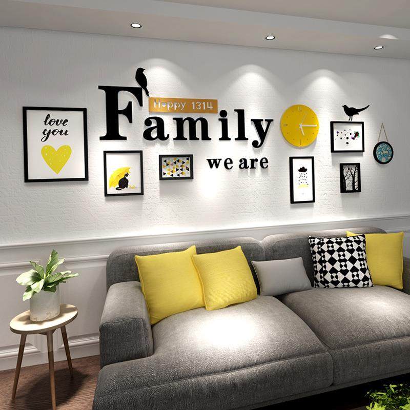 现代简约【7FM】字母装饰组沙合发壁客厅墙上画相框墙配钟表软装