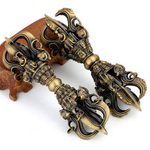 黄铜五股金刚杵手把件件男精品降魔杵摆礼士TFH品复手工做旧古礼