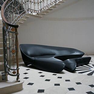 轻奢玻璃酒钢代月亮006沙发现皮艺沙发客厅简约休闲异形七字形沙