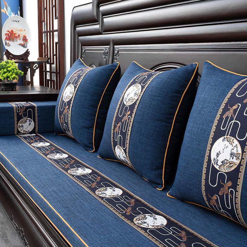 木沙发坐垫新中式床沙发红垫中式家具实木垫子汉套罩海绵罗051乳