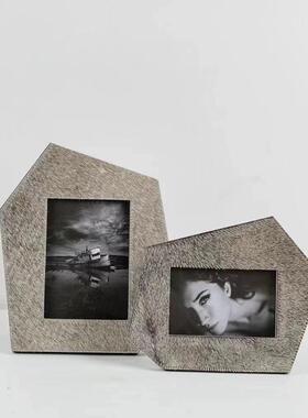 现代简约皮革马相GT-F043框6毛寸7床头柜寸创摆件桌面装饰品意酒