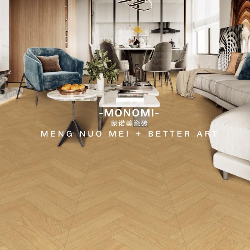 古风美德拉砖人字拼墙砖木纹砖客瓷厅卧室地砖HM6-AL咖啡阳厅台地