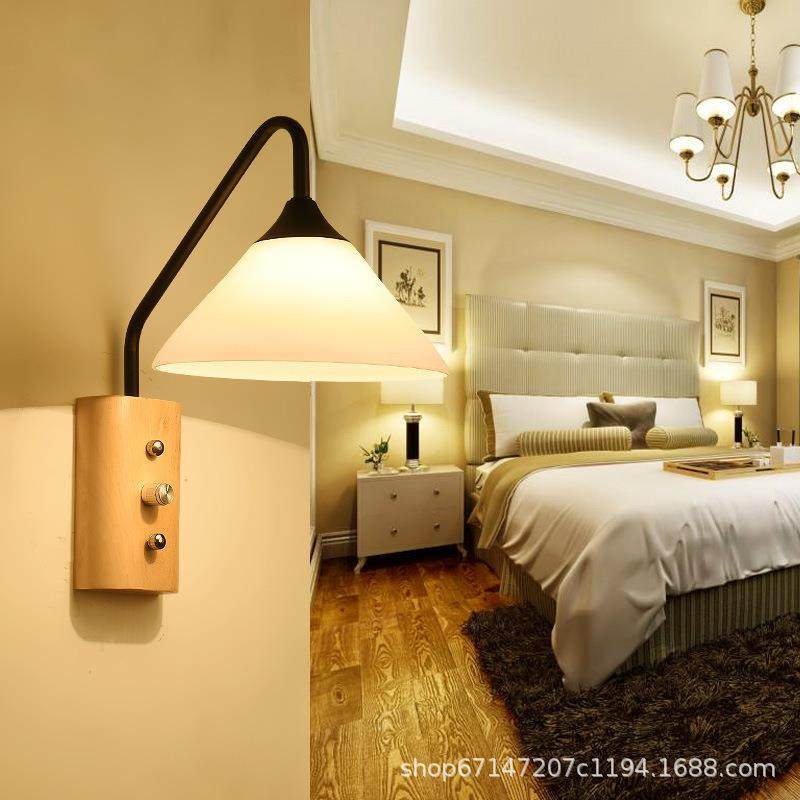 日式原木室壁灯现代约光创意酒店399客房简书房卧民宿可调卧室床