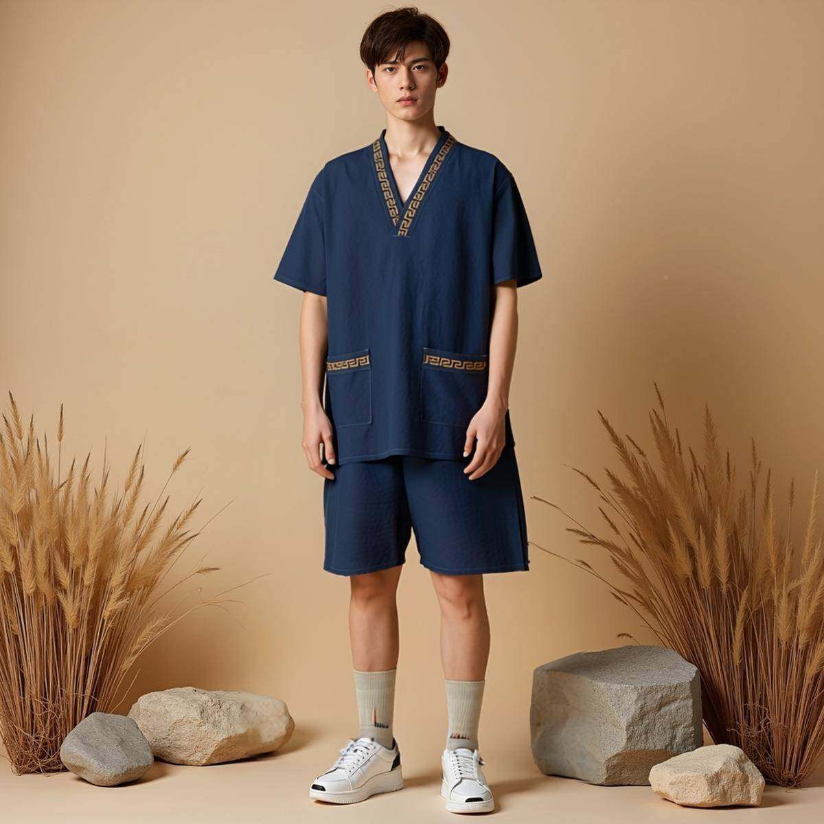 档麻汗服棉男高士洗浴足疗店客人衣服蒸足浴CID服按摩睡衣桑拿服