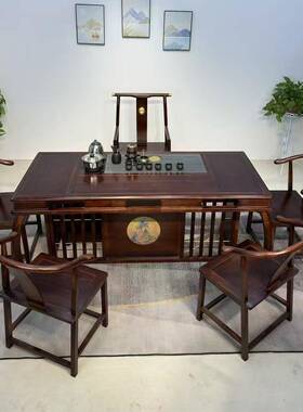 茶乌金木实木新中式茶桌组椅合家用大小户型泡桌TJO禅意办公室湿