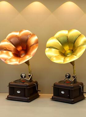 旧仿铜金属留声机居怀咖啡厅机餐厅酒吧复古家留声装饰品7122Y橱