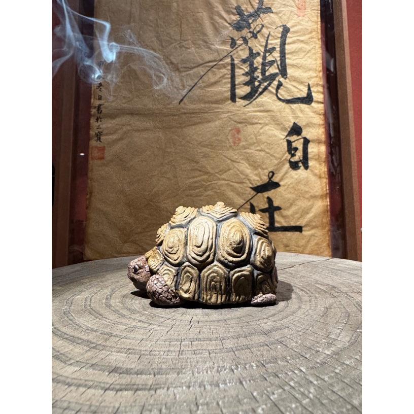 一茶一宠一世界刘祖铭手工创意茶宠摆件陆龟可盘可养茶台茶室