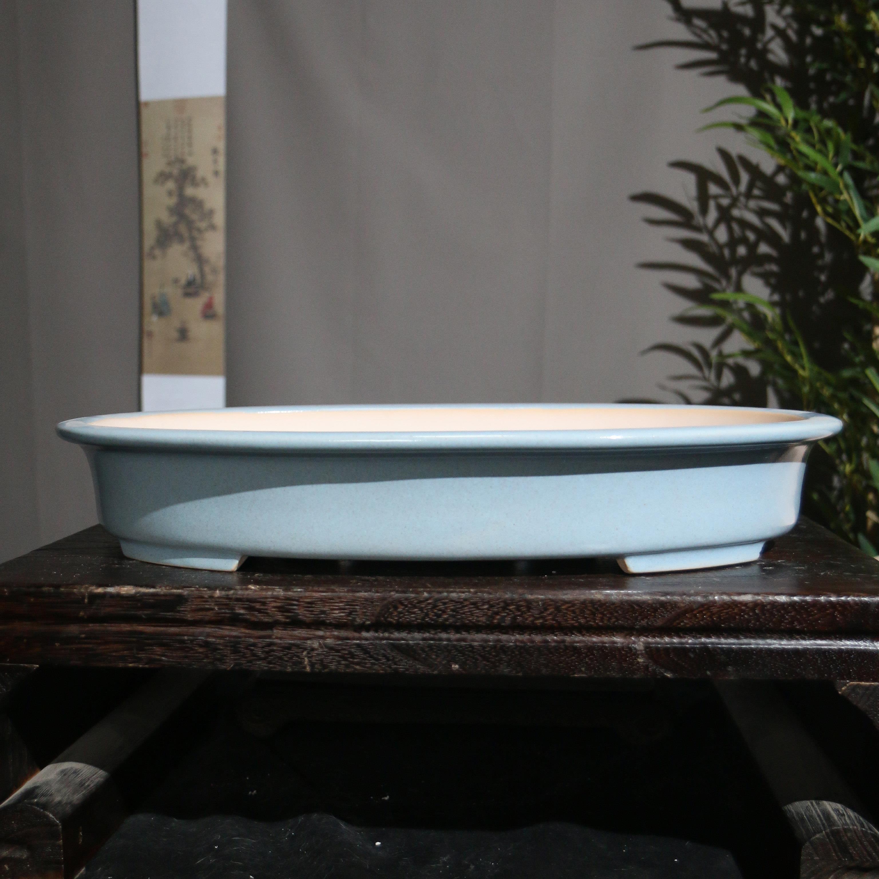 内径35-40内深5-10陶瓷花盆景盆浅盆紫砂椭圆腰圆有孔多肉菖蒲