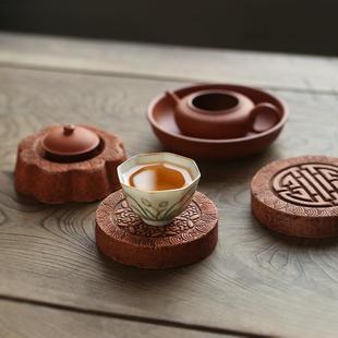 玩货号物集仿老砖养壶垫红茶托茶垫紫砂壶托石鼓古盖置茶壶杯盖托