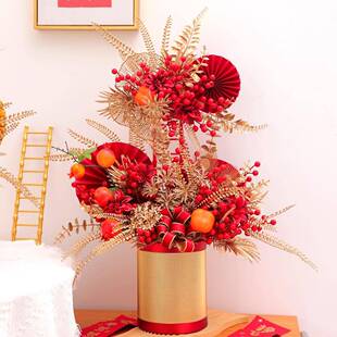 26马2年新0福桶新年装饰发财果福桶摆件年福桶春节喜庆年宵花束抱