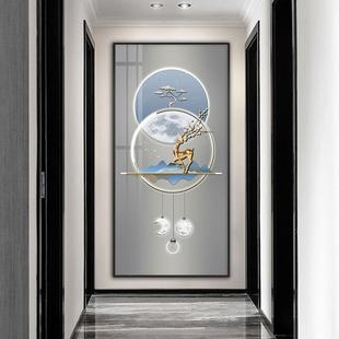 uA饰门客厅廊过道挂画轻画奢大气抽象麋鹿竖进版 入户玄关装 Sp1ur