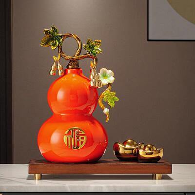 陶瓷葫芦迁摆件乔新中式客厅玄关博古架新五福临门五福葫芦迁居乔
