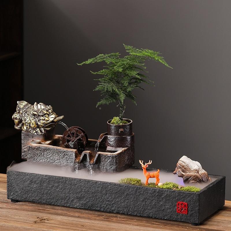 招财生流VUZ水摆件桌面鱼缸循环水装饰客厅玄办室摆设财开业公关