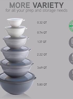 现货款新2件套塑料嵌套碗沙拉色拉拌搅碗6件套搅拌NQL1碗带密封盖