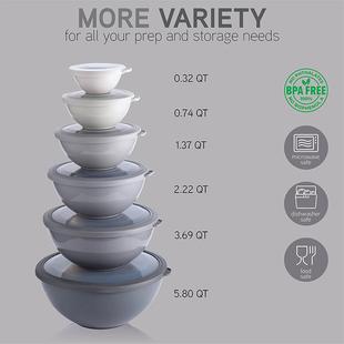 现货款新2件套塑料嵌套碗沙拉色拉拌搅碗6件套搅拌NQL1碗带密封盖