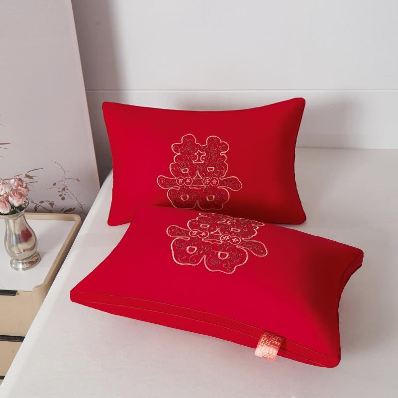一婚庆枕靠芯刺绣高婚端枕头结婚垫房抱枕喜庆大红10112枕芯红色