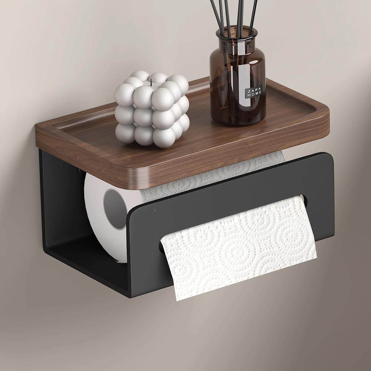 卫间纸巾盒厕生所纸盒胡桃木高档卫生置纸物架手纸抽厕纸1227卷纸