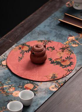 老香云纱双形干泡茶席37081茶垫新圆中式料高端禅意面隔热复古桌
