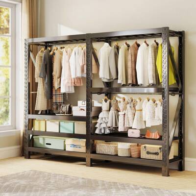 架衣柜简易组衣装家用卧室房帽子间收纳架洞YMJ-0702洞货板钢制金