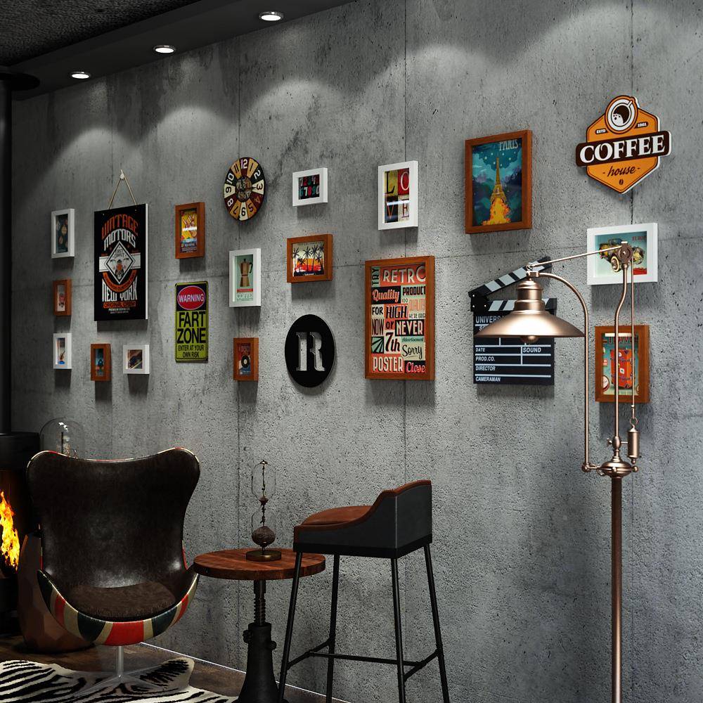 高子_0分025大款复古工业风照片饰墙组合装饰画相框0025画挂装框