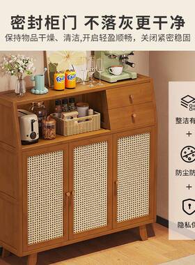 厨餐边柜复水古边柜厅置房物柜客落地橱柜咖啡靠BZO墙一体储物柜