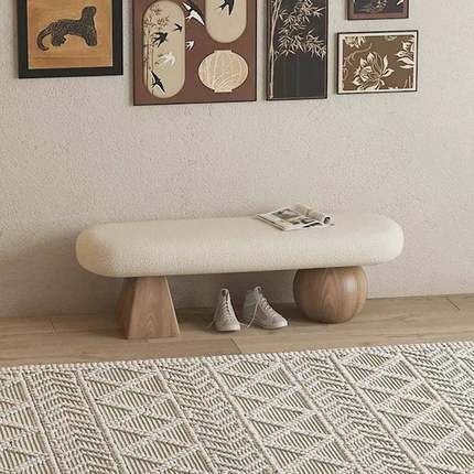 北欧换鞋凳家用YMO入间户门口穿长凳床尾凳原木风试衣长鞋凳民宿