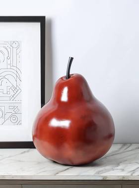 酒红色树脂抱装大梨子摆件大无吉大梨家样板间中古高级抱复居古饰