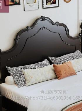美法式复大古原木中古风DPM轻奢式实木床主卧公主床储箱式物加厚