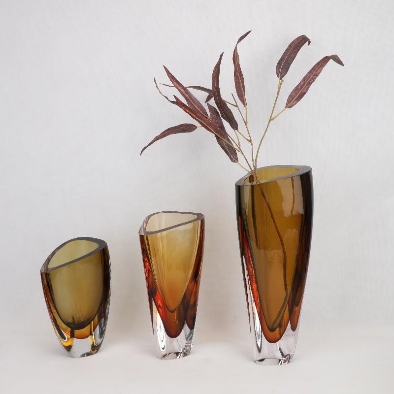 现代简约三餐角琉璃花瓶桌面处摆件客厅卧室玄关HVE厅售楼居家装