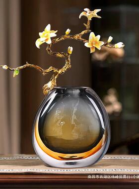 迁新中式珐琅彩乔琉KXB璃轻奢装饰花瓶摆件厅礼品客家居饰品