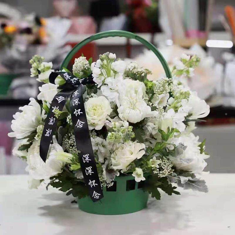 祭祀塑艺料盆鲜花祭奠扫墓白事材料花篮花祭奠花盒清明节园仿真花
