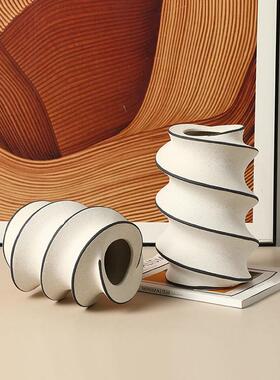 售XVZ现代创侘寂抽象艺术手绘陶瓷旋处转花瓶楼别墅餐桌装饰柜意