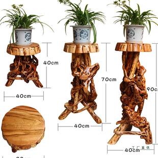 杜鹃根花架雕根根雕底座客厅摆件天然实木盆树363根景花架底座雕