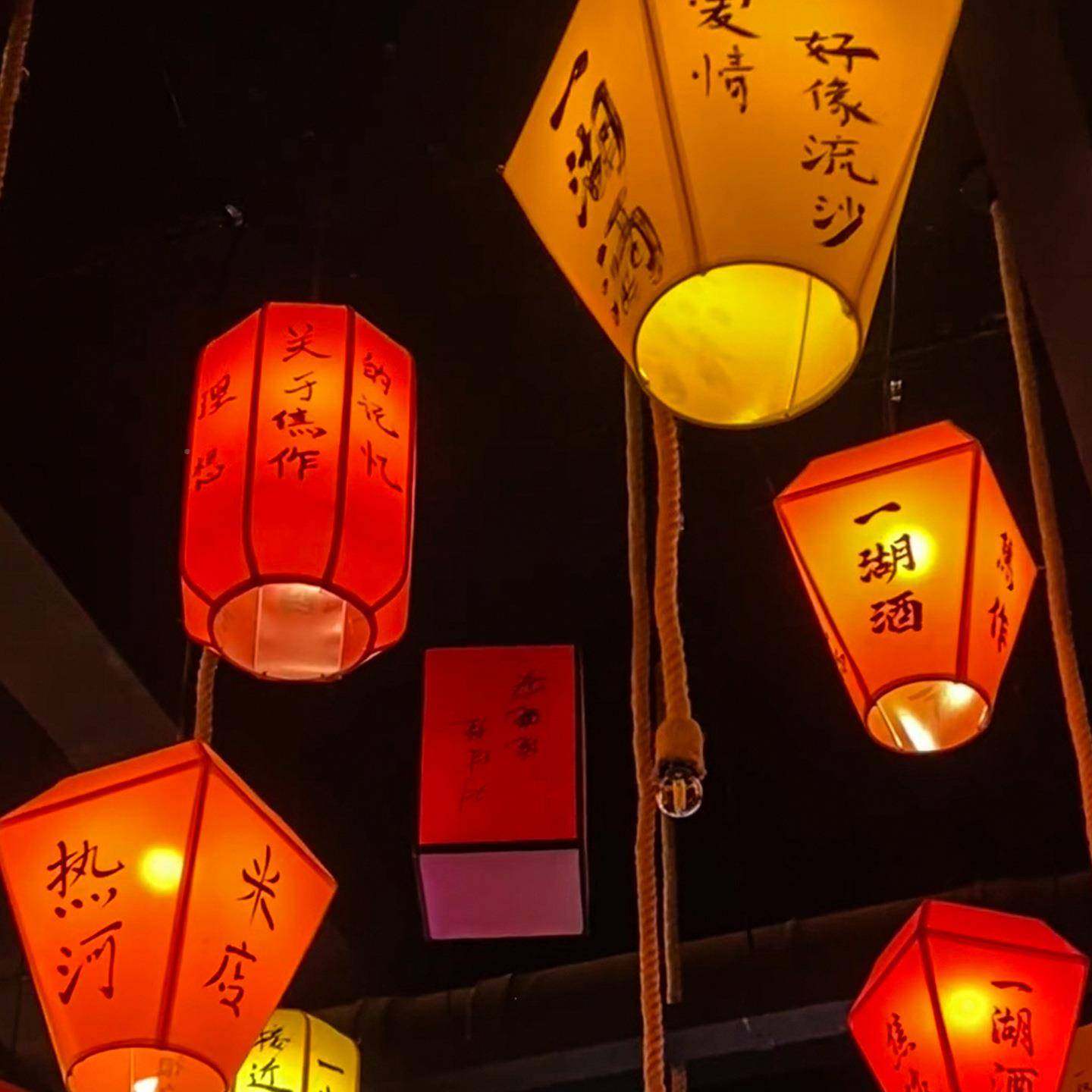 中式孔明笼灯仿古异宫灯羊皮方形餐厅形婚礼饭店火灯KAF锅店吊笼