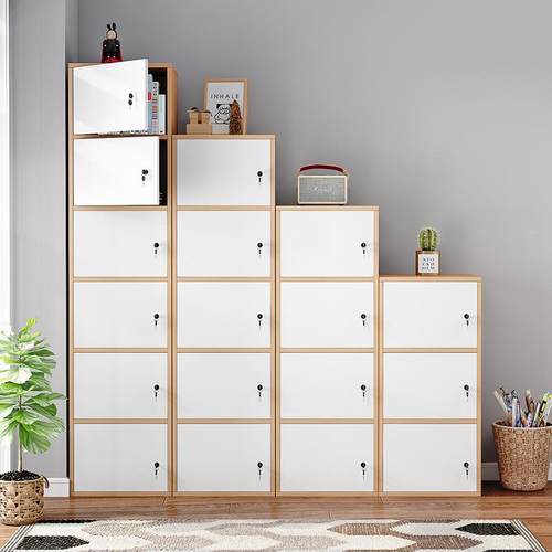 存包PHQ柜带锁柜柜子储物收纳柜书柜书架带柜门厅落地杂物木置客