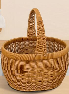 新手款纯工仿藤编织水果XIH手篮购篮物篮提篮鸡蛋提菜子收纳采摘