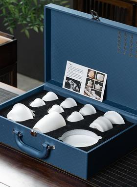 严选玉礼品中国具羊脂整套素烧SN230217功夫茶具套装陶瓷手绘茶印