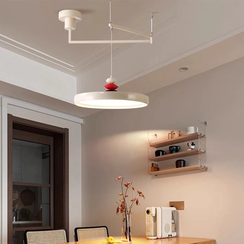 可移位纹移动摇臂餐厅风吊灯法式中古古木色复护562眼个性飞碟餐