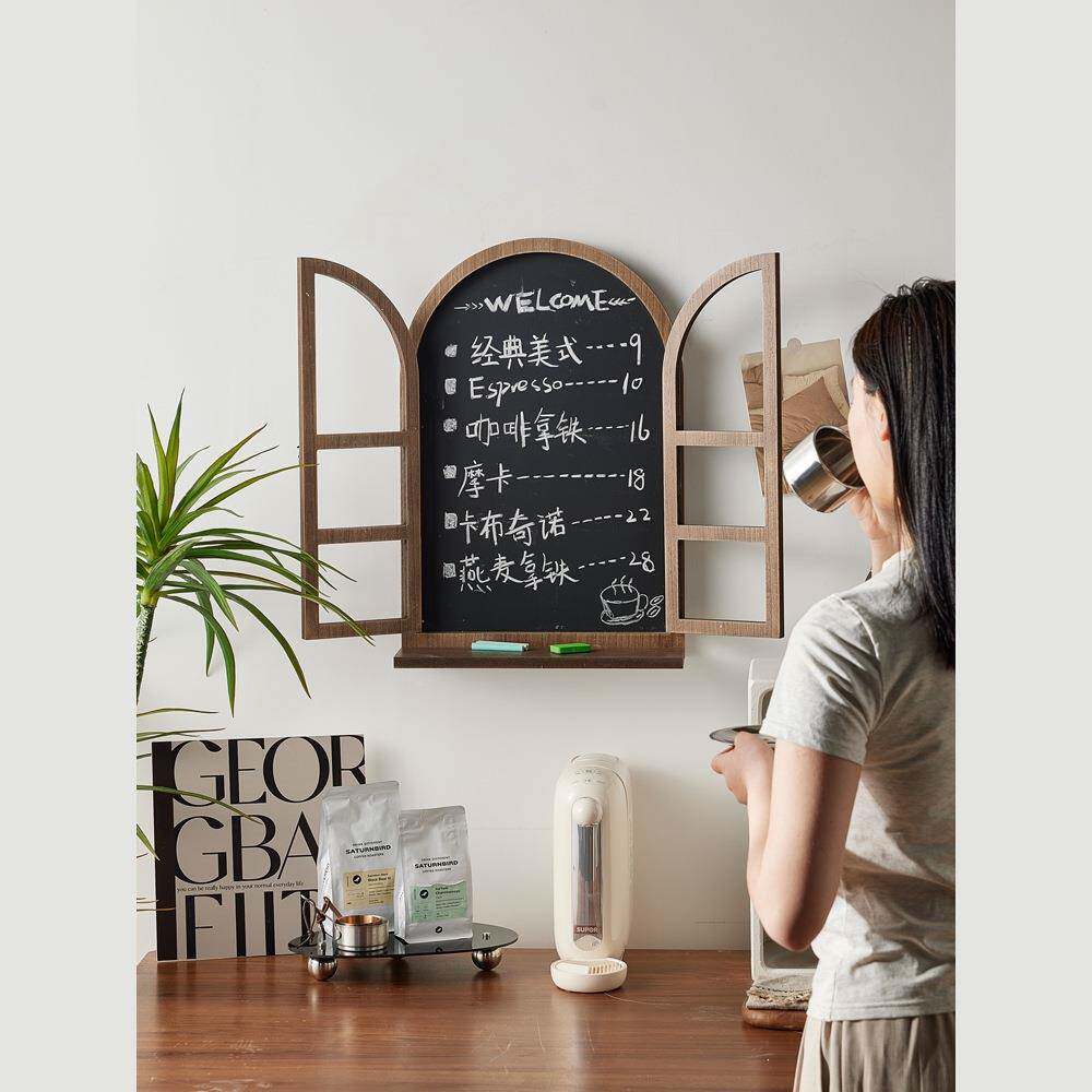 装美式乡复古做假窗黑板壁挂村置物隔板架咖啡服店墙面装昊旺64C8