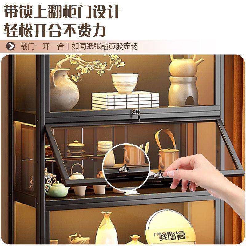 茶柜置架茶叶柜子紫砂壶茶IBC收纳复古物博架带灯防尘新款古具展