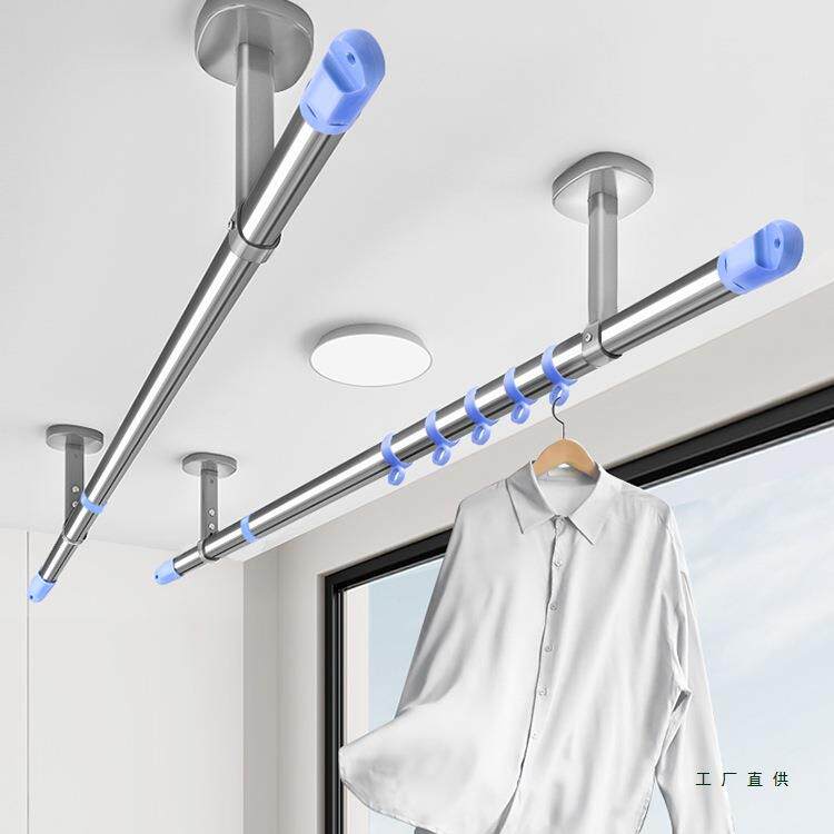 F9SJ9999衣晾架杆一根伸缩单棍不锈钢顶固定装室外阳台龙门防风家