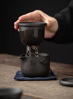 旅行茶套装紫砂壶快客具杯一三杯营户外泡茶35383器露功夫茶壶茶