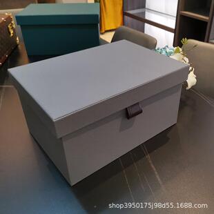 现代简约新中式装样居板房衣间家722皮质软装饰盒收拾收纳箱帽收