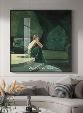 北法式风情人物绿色欧风现轻奢S-1224客代玄关装饰画厅背景墙壁方