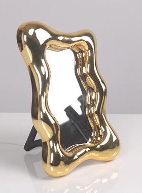 电镀树脂摆件北现饰代简何约欧冰块BGP装镜几桌面抽纸巾盒组合装