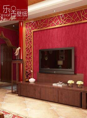 古美复式壁纸纯色素色红色客墙纸中式厅卧室酒故128红色风宫红