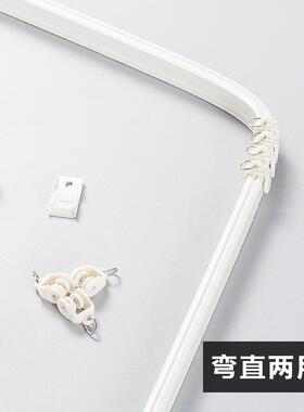 ?加厚铝合金窗帘轨静窗音轨帘杆白色道单双轨滑轨F76M5758滑轮导