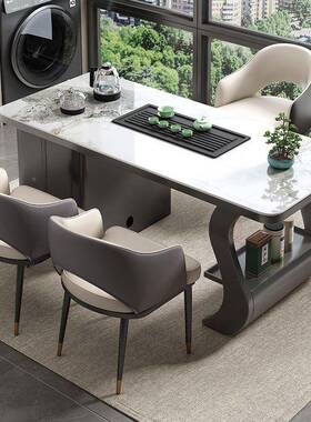 岩茶桌现VMK代简约烧办公板室茶桌水壶一体家用阳台超晶石泡茶几